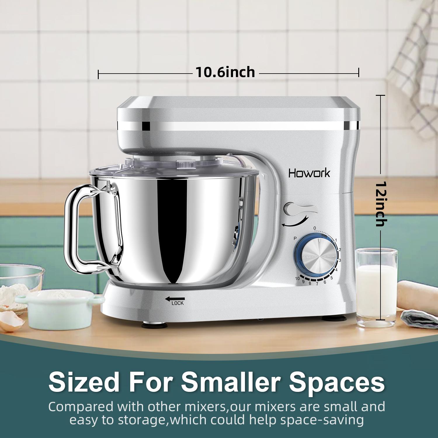 HOWORK Electric Stand Mixer, 10+ Speeds, 6.5 QT Stainless Steel Bowl, Heavy Duty Kitchen Mixer with Dough Hook, Wire Whip & Beater, for Baking & Home Cooking HOWORK Electric Stand Mixer, 10+ Speeds, 6.5 QT Stainless Steel Bowl, Heavy Duty Kitchen Mixer with Dough Hook, Wire Whip & Beater, for Baking & Home Cooking