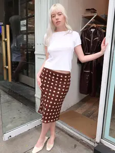 Angeles Midi Skirt in Brown Dot