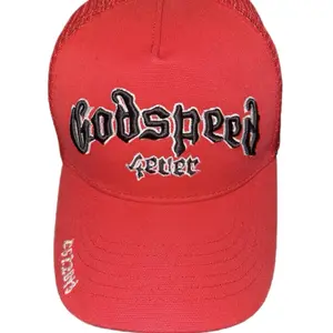 Godspeed Men's Red Trucker Hat with Embroidered Logo and Adjustable Back