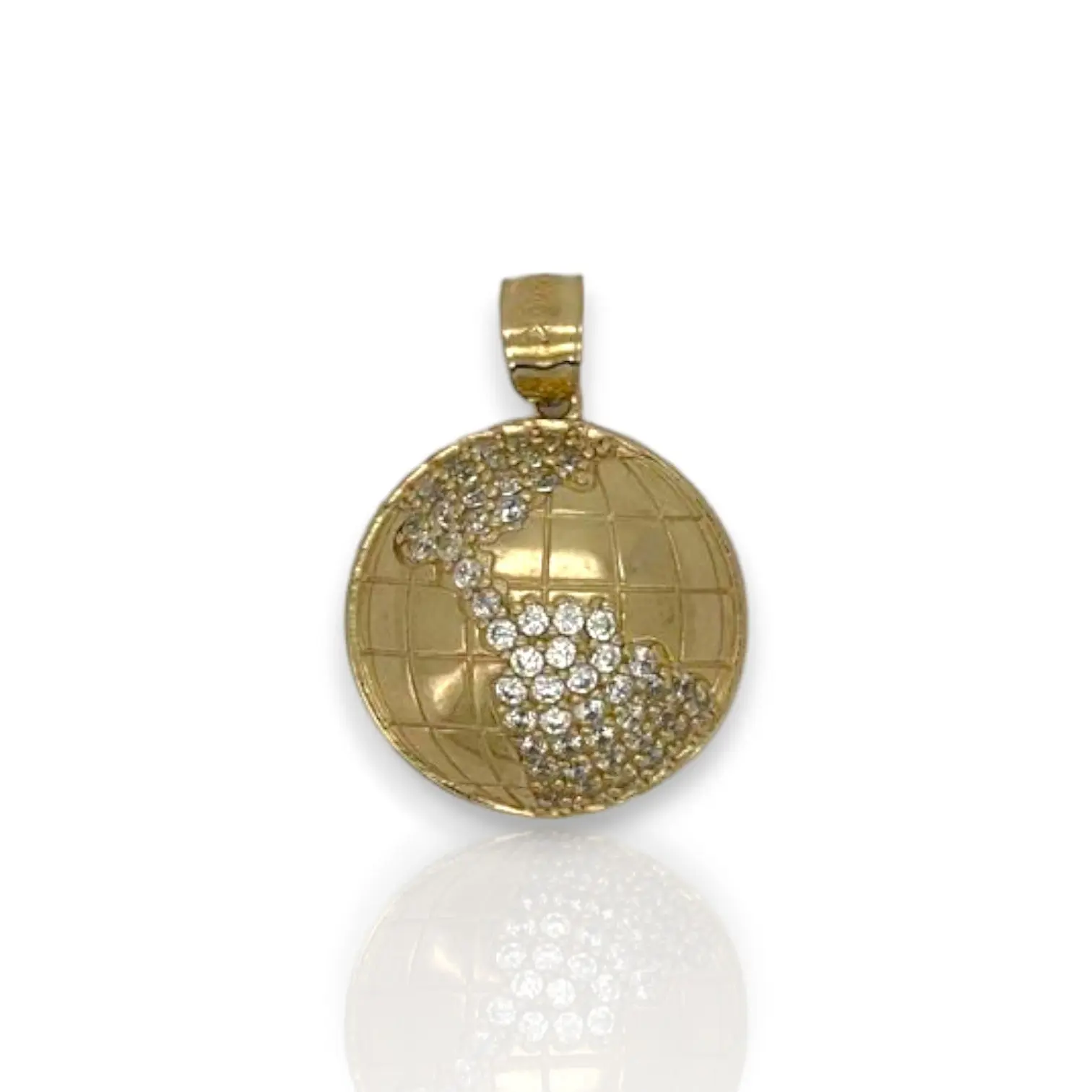 Planet "Globe" Cz Pendant - 10K Yellow Gold
