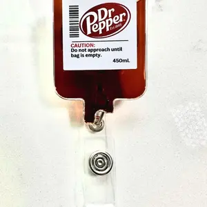 Dr. Pepper IV Bag Badge Reel: Retractable ID Holder, Nurse Gift