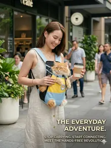 Adjustable Pet Front Carrier Backpack for Cats & Small Dogs, Breathable Comfortable Travel Sling Bag for Outdoor Walking & City Trips