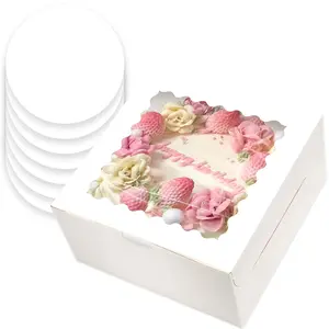 10x10x5 Cake Box, 4 Sets White Cake Box with Window & 4 Sets 10" White Cake Round Boards, 10inch Cake Containers