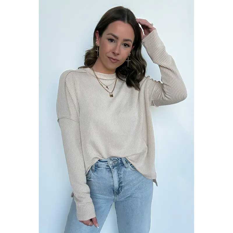 Coy Cutie Textured Raw Edge Boat Neck Top - BACK IN STOCK