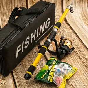 /s Medium-Full-Length Spinning Fishing Rod & Reel Combo with Portable Tackle Bag - Complete Setup, No Assembly Required, Pre-Loaded Line & Hooks-like for Freshwater/Saltwater Fishing (Yellow) - Ideal