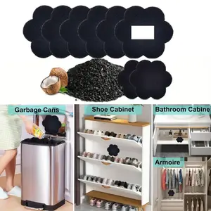 12pcs 17cm Activated Carbon Purification Deodorizers Odor-Eliminating Trash Bin Filters – Easy Install, Absorbs & Neutralizes Garbage, Compost, and Recycling Bin Odors, Bathrooms, and More, Bathroom Odor Absorber, Absorbent Material