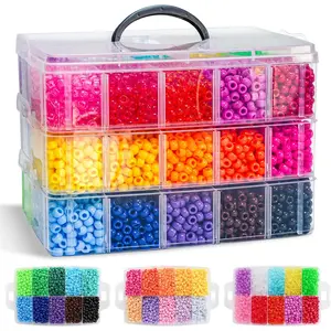 Pony Beads 10,000 Pieces Bracelet Making Kit, 30 Colors Kandi Beads Kit for Bracelets, , Hair & Crafts, DIY Projects for Teens and Adults