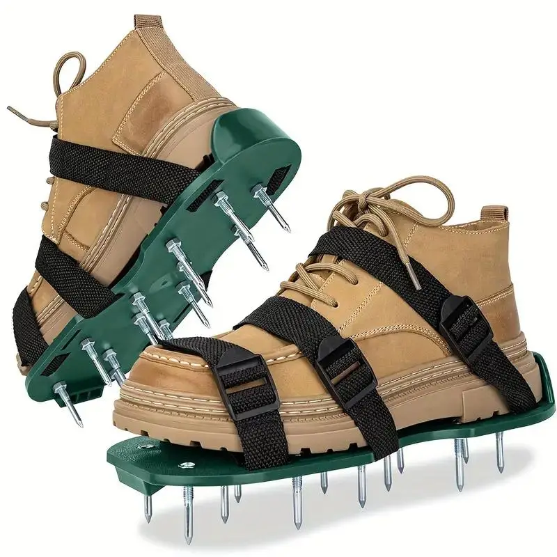 Garden Aerator Shoes, Adjustable Straps Spike Aerator Sandals for Lawn and Garden, Durable Plastic Material Garden Maintenance Shoes, Easy-to-use Manu