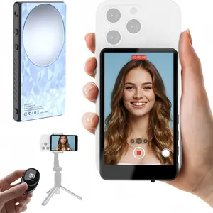 Magnetic Selfie Monitor for iPhone and Android - 4K Wireless Vlog Screen with Phone Clip for TikTok or YouTube Rear Camera Live Stream Supports 4K 30fps Wired Recording Ideal for Content Creation