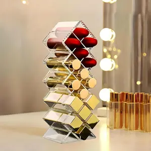 Multi-grid Transparent Lipstick Storage Box, 1 Count  Lightweight Cosmetic Organizer, Compact Plastic Countertop Cosmetic Organizer for Vanity Table, Cosmetics Organizer Storage