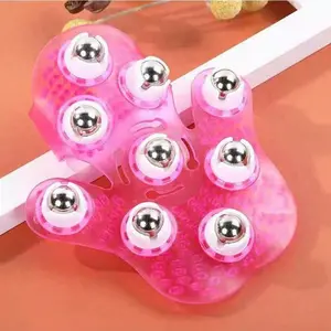 Handheld Nine-Ball Massage Roller, Neck and Waist Massager, Abdominal Slimming Brush, Relaxing Abdomen Rollers, Portable Hand Grip Design
