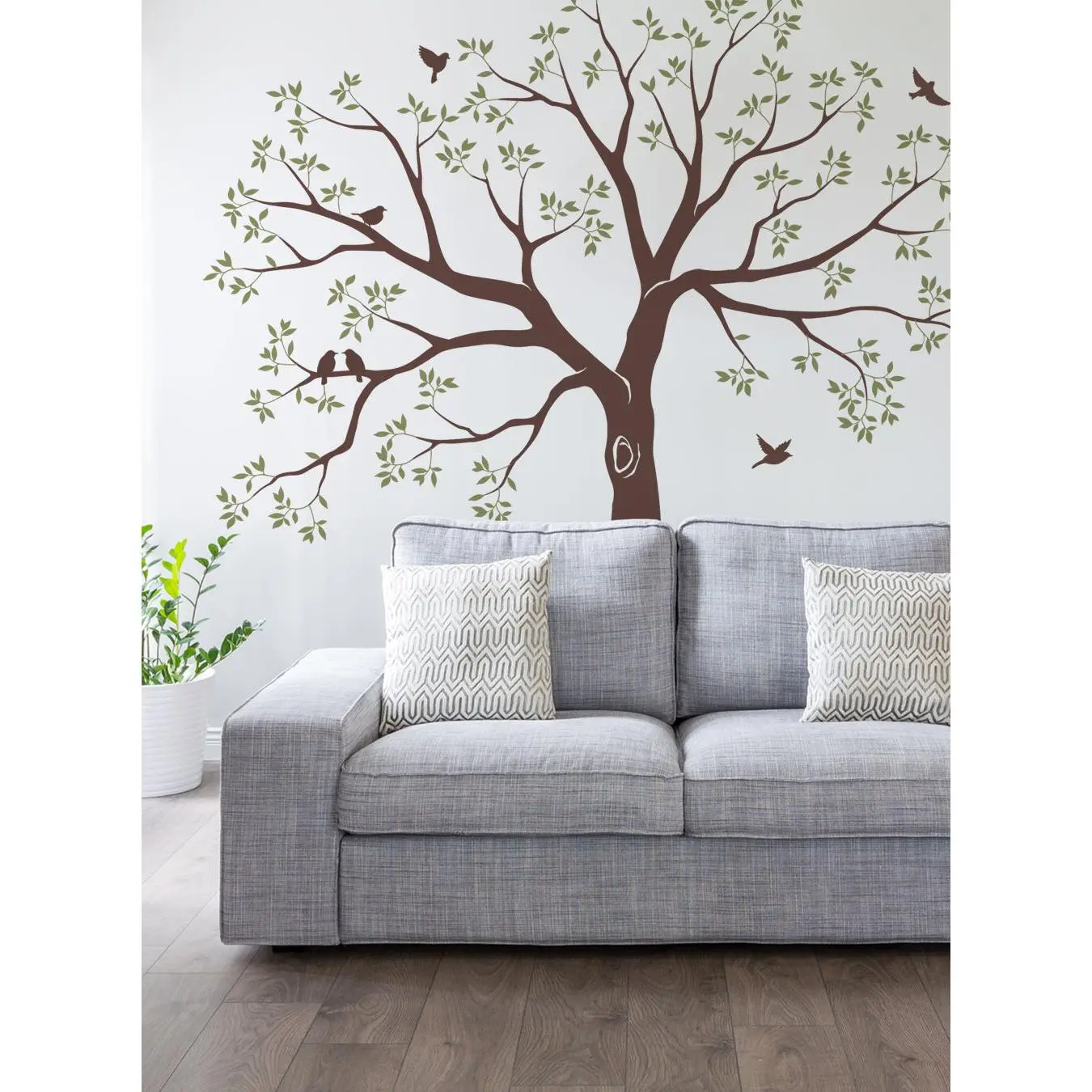 Staircase Family Tree Wall Sticker - Birds-Themed Home Decor for Room Use