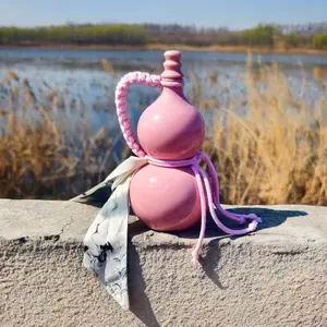 500ml Vintage Gourd Water Bottle, Portable Sports Bottle with Woven Handle Decor, Leak-Proof Travel Flask for Hiking Camping Outdoor, Chinese Style Vintage Drinkware Gifts, Lucky and Fortune Style Hulu