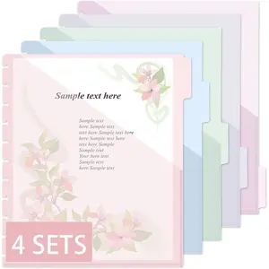 4set 5 Tab Discbound Pocket Dividers 8.5 x 11 Dividers with Pockets Discbound Pocket Folders DiscBound Binder Dividers Plastic Dividers with Tabs DiscBound Planner Supplies for Business Office(Pastel)