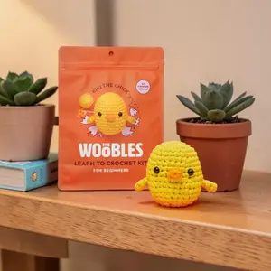 The Woobles Beginner Crochet Kit Kiki the Chick with Video Tutorials Easy Peasy Yarn 4mm Hook Stuffing Eyes Needle Stitch Markers for Ages 12+