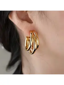 Hypoallergenic stainless steel hoop earrings, fade-resistant, comfortable and versatile, simple and elegant. High-quality fashion earrings for women suitable for daily wear or parties, jewelry accessories, an exquisite gift for women