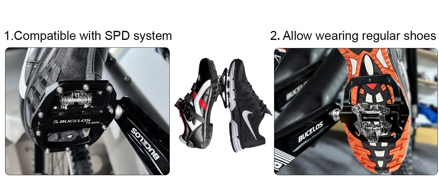 BUCKLOS SPD Pedals PD-M680 Mountain Bike Clip in SPD Flat Combo Dual Sided Pedals - Road Bike MTB Clipless Sealed Bearing Bicycle Clips Pedal Compatible with Shimano SPD Cleats  bike parts pedal bike ebike