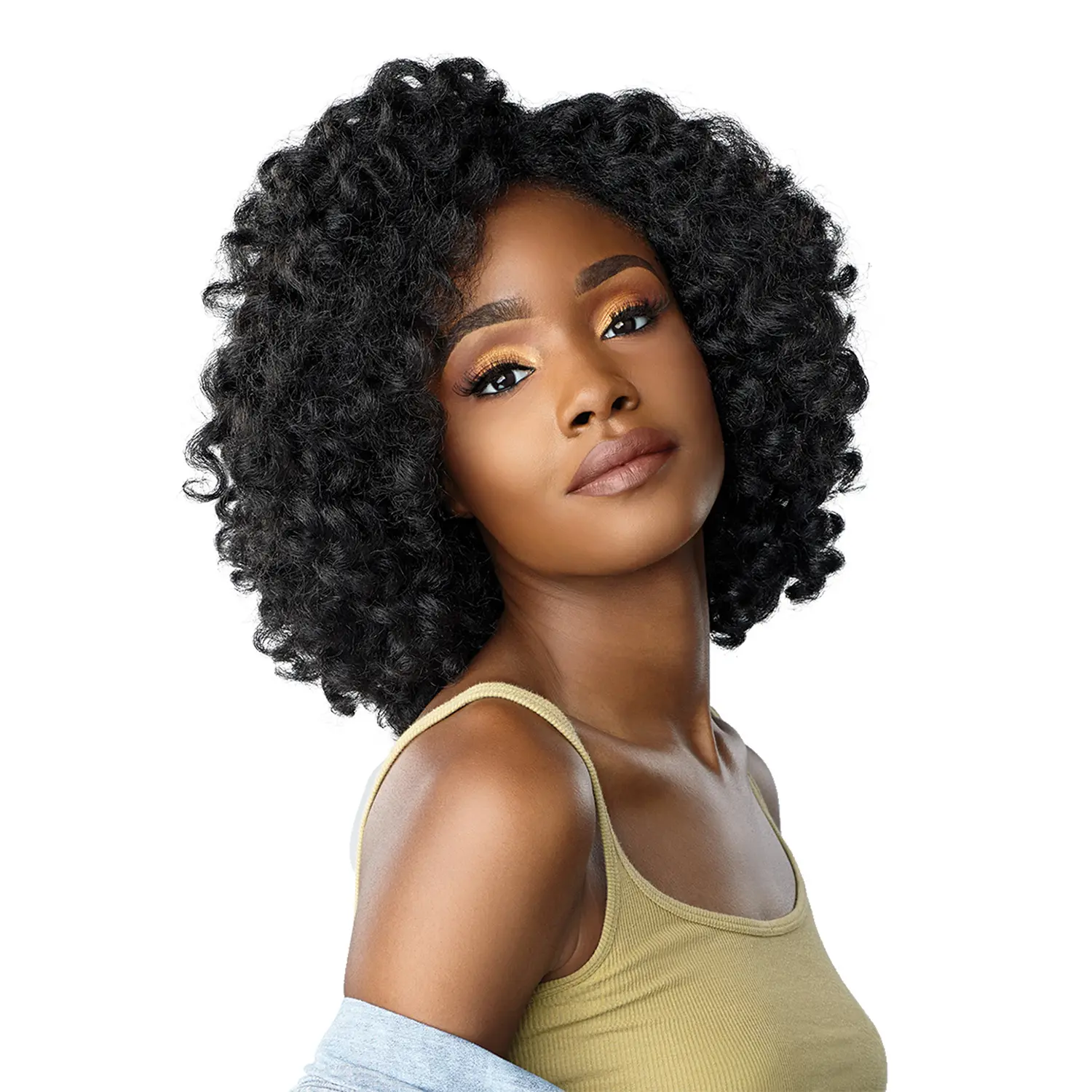 CURLS KINKS&CO Role Model Half Wig, 18 Inch Kinky Curly Style in Synthetic Hair, Anti-Tangle Instant Weave, Wig Cap, Length 18 Inch, Unisex, Afro Curly Wigs, Curly Half Wig