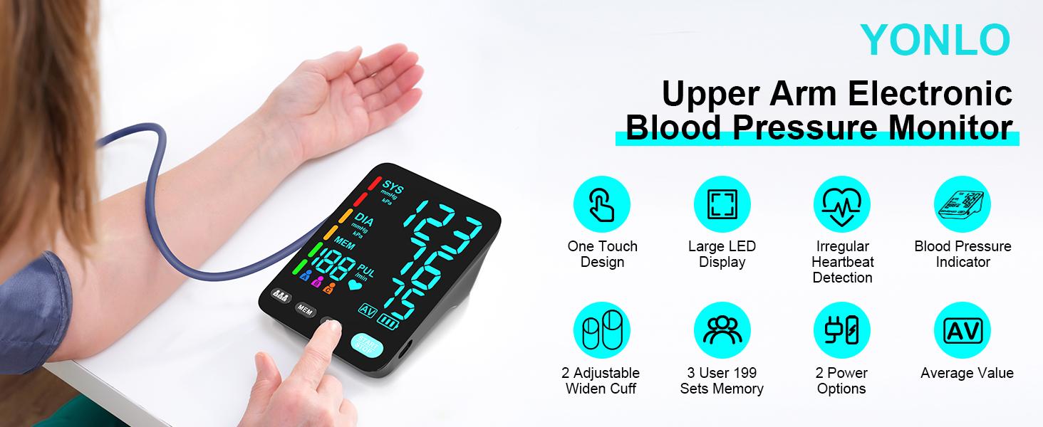 Dual-Arm Cuff Blood Pressure Monitor, Automatic Upper Arm Blood Pressure Monitors for Home Use, 2 Blood Pressure Machine Cuff(9-17in & 13-21in) with Large LED Backlit Display, 3x199 Reading Memory Users Blue Healthcare Kit Dual-Arm Cuff Blood Pressure Monitor, Automatic Upper Arm Blood Pressure Monitors for Home Use, 2 Blood Pressure Machine Cuff(9-17in & 13-21in) with Large LED Backlit Display, 3x199 Reading Memory Users Blue Healthcare Kit