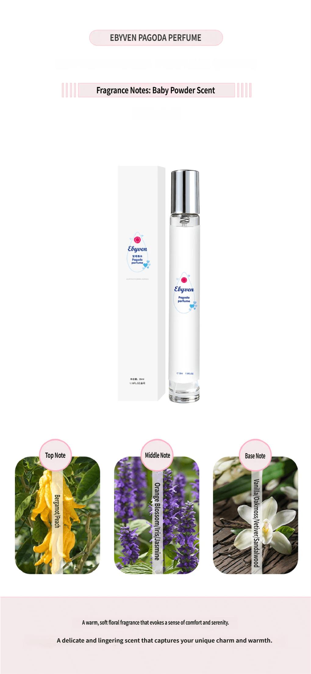 EBYVEN Pagoda Perfume Soft Powder Scent Eau De Toilette Perfume Natural Fragrance Spray 35ml/1.1FL.OZ. Suitable For Daily Use For Working