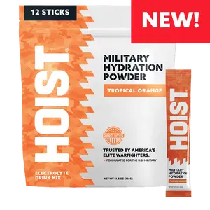 HOIST Electrolyte Drink Mix Powder Sticks – Rapid Rehydration, Military Hydration Formula – Tropical Orange (12 Single-Serve Packs)