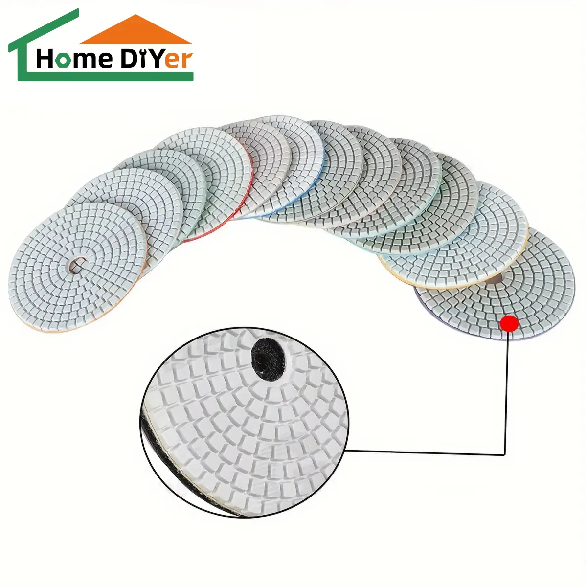 11PCS Multi-Grit Diamond Wet Polishing Buffing Pads, Power Tool Accessories for Angle Grinder, 50-6000 Grit for Home DIY, Marble Granite Renovation, Stone Polishing & Tile Trimming