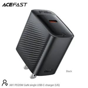 ACEFAST A81 20W PD GaN USB-C Wall Charger - Black Compact Fast Efficient