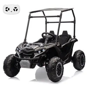 24V Ride on Cars for Kids,2 Seater Kids Electric Vehicles UTV with Parent Remote Control,Safety Belt,Horn,Bluetooth Music,and Lights,3 Speeds,Power Car Wheels for Boys Girls,Black