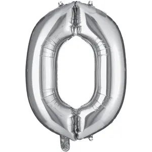Silver Balloon Number 0 - Metallic Foil