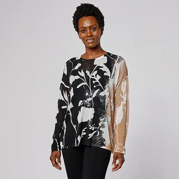 MarlaWynne WynneLayers Floral Print Pullover Sweater