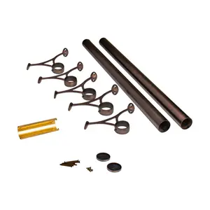 Outwater 16' Bar Foot Rail Kit - Complete Undercounter Mount Hardware and Tubing, Antique Bronze Finish
