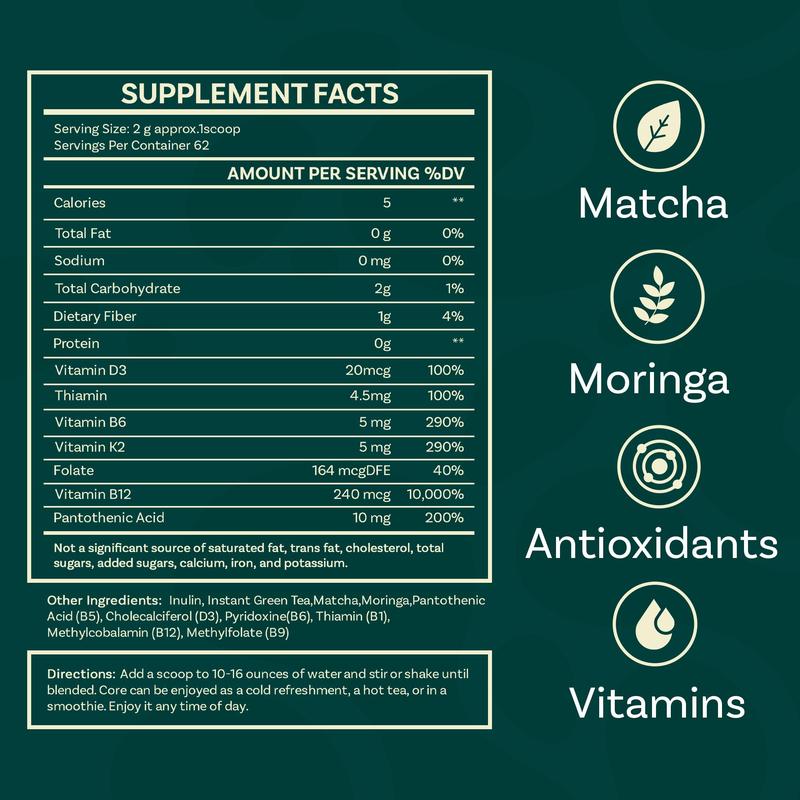 Moringa Matcha Herbal Green Tea Powder – Premium Organic Detox Drink Rich in Antioxidants, Improves Energy, Skin Health, Mental Clarity & Overall Wellness