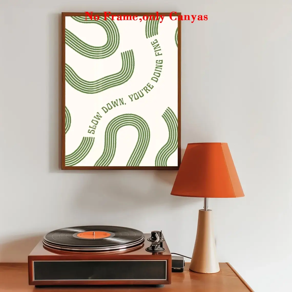 1 pc, wall art, vintage poster, Vintage letters print, slow down, you are doing fine art print, mid-century wave canvas painting, home decor, Decorative Artwork, gift for friends, housewarming gift, unframed, Art Wall Decoration