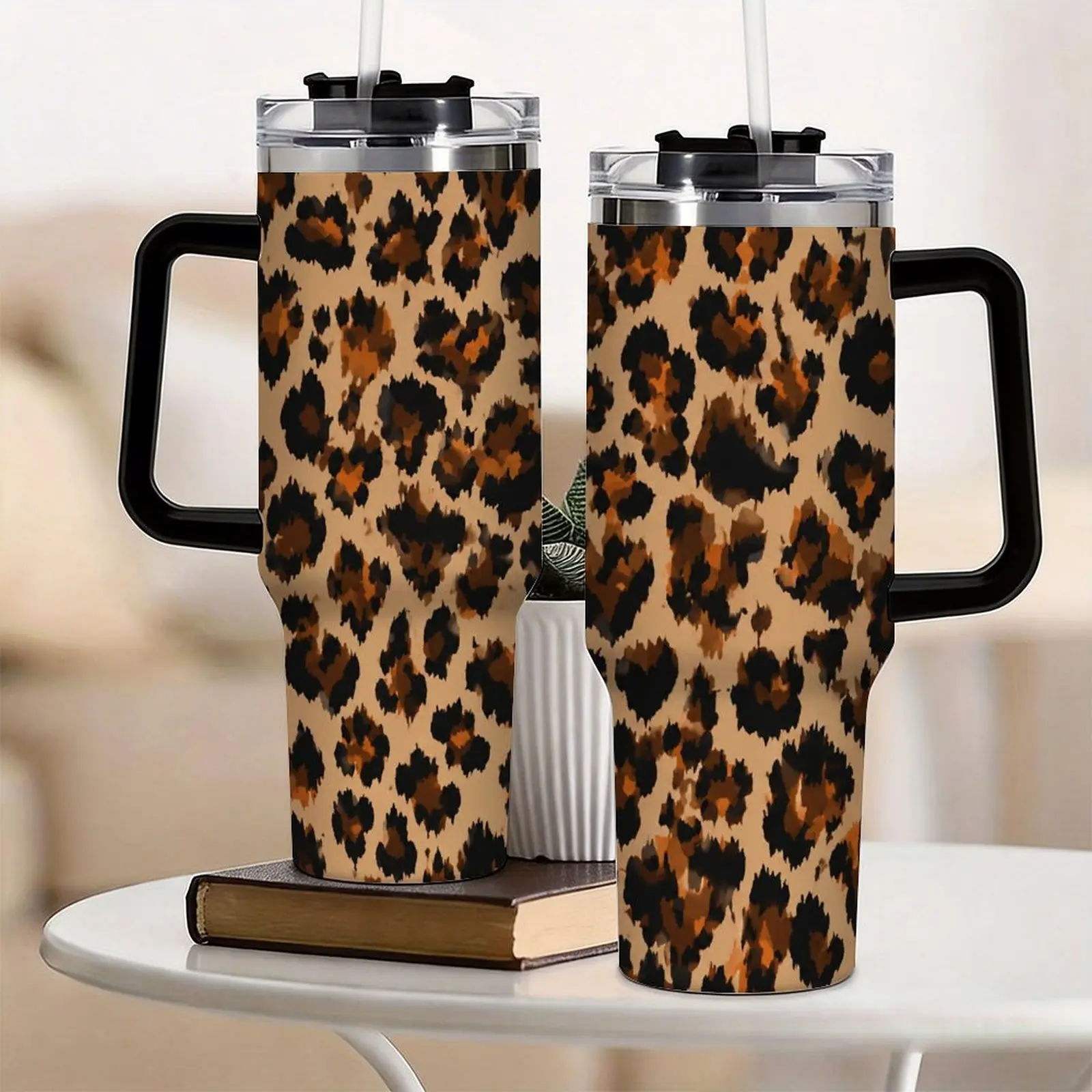 40oz Leopard Print Limited Edition Leak-Proof Stainless Steel Water Flask - Stylish Aesthetic Design, TikTok Viral, for Moms, Flasks