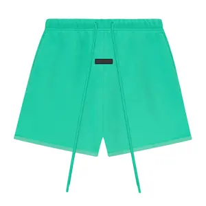 Oversized Bright Green Fleece Sweat Shorts for Men Women, Casual Streetwear Shorts with Elastic Waist Mint Leaf Shorts Baggy Menswear