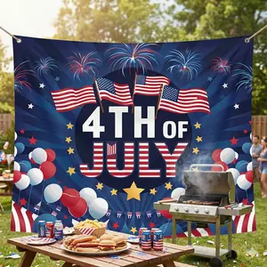 Party Banner 1pc, Cloth of Independence Day, 4th of July Background Decoration Background Photo Props, Polyester Banner Decor, Home Decor, Room Decor, Wall Decor, Party Background Decor, Party Decor/ Supplies/ Gifts Decorative Background