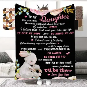 Letter To Daughter Pattern Blanket,  1 Count Soft and Comfortable Air-conditioned Room Throw, Warm Nap Blanket for Home, Office, Outdoor Camping, Slogan Print Blanket