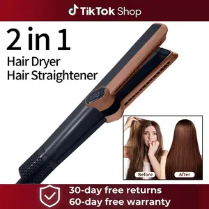 Airflow Styler 3-in-1 Curling Wand & Titanium Flat Iron Hair Straightener Dryer Professional Hair Curler with Cooling Air Vents | Dual Voltage & Adjustable Temp Hair Dryer