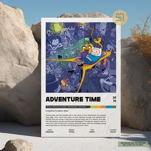 Vintage Adventure Time Tv Show Poster - Retro Minimalist Art Print For Modern Walls - Unique Gift Idea