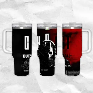 Simon "Ghost" Riley - Call Of Duty Water Bottle Stainless Steel Thermos Keeps Drinks Hot Cold 24H Portable Travel Mug Gothic Minimal Design Gift for Him Her