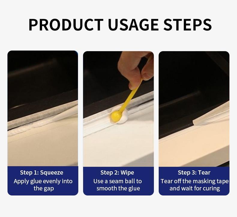 Advanced White Silicone Caulk for Kitchen & Bathroom + FREE Handy Application Tool, Waterproof Sealant for Sink, Tub, Shower, Bathtub & Toilet Edge Protection