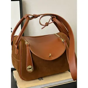 New Women's Kelly Bag Patchwork Design, Versatile Shoulder and Crossbody Pillow Bag, Trendy Doctor Bag for Everyday Use