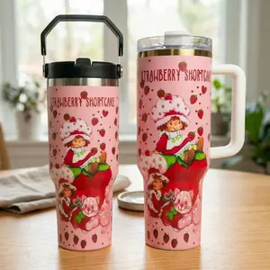 Strawberry Shortcake 40oz/30oz Tumbler  Cute Pink Aesthetic Cup w/ Handle – Stainless Steel Travel Mug, Perfect Gift for Girls
