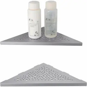 Brushed Nickel 10'' Corner Shower Shelf Bathroom Shower Shelves, 2 Pack Triangular 304 Stainless Steel Shower Corner Shelf for Tiled Walls, No Drilling
