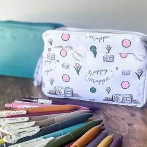 Oversized Pencil Pouch- Happy Mapper Pattern