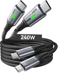 INIU USB C to USB C Cable, 240W Fast Charging Type C Charger Cord, Braided USBC Phone Charger Cable for iPhone 17 16 Pro Max Samsung S25 S24 Laptops MacBook Air 15 M3 iPad Switch [6.6ft+6.6ft Black]