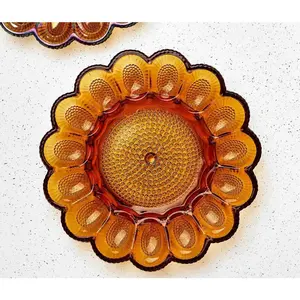 Amber Glow Hobnail Deviled Egg Dish Server: Vintage Indiana Glass