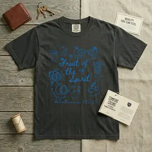 Fruit of the Spirit Christian T-Shirt – Doodle Bible Verse Graphic Comfort Colors Tee, Inspirational Faith Shirt, Unisex Cotton Apparel