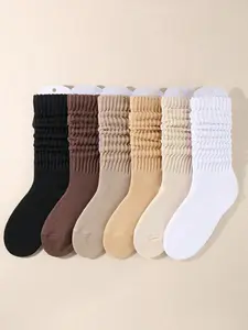 Women's Solid Crew Socks, Casual Multi-pack Soft Comfy Breathable Mid-calf Socks for Daily Wear, Socks for Women, Lady's Fall & Winter Hosiery, Socks for Women, Womenswear