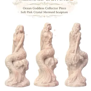 Handcrafted Pink Opal Mermaid Figurine - Natural Crystal Collectible Statue, Home Decoration, Statement Item for Gifting